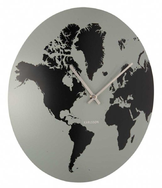 Karlsson  Wall Clock World Map Metal Grayed Jade (KA5889GR)