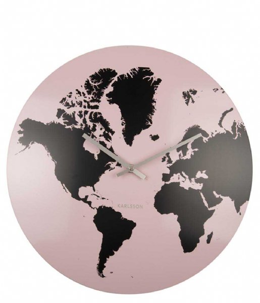 Karlsson  Wall Clock World Map Metal Light Pink (KA5889PI)