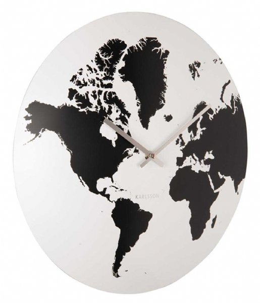 Karlsson  Wall Clock World Map Metal White (KA5889WH)