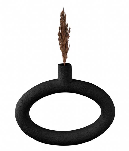 Present Time  Vase Ring oval wide polyresin Black (PT3746BK)