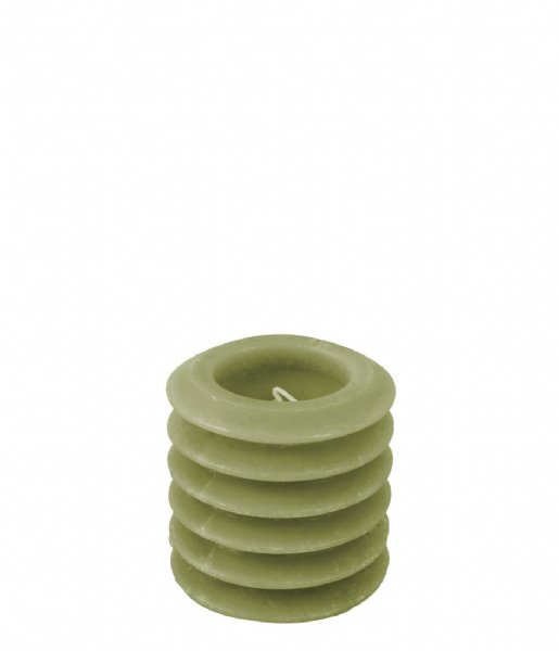 Present Time  Pillar candle Layered Circles small Moss Green (PT3792MG)