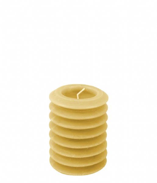 Present Time  Pillar candle Layered Circles medium Vanilla Yellow (PT3793YE)