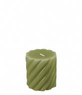 Present Time Pillar candle Swirl small Moss Green (PT3795MG)