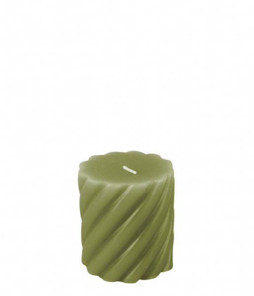 Present Time  Pillar candle Swirl small Moss Green (PT3795MG)