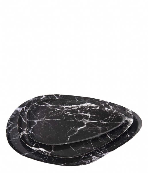 Present Time  Tray Marble Look iron small Black (PT3812BK)