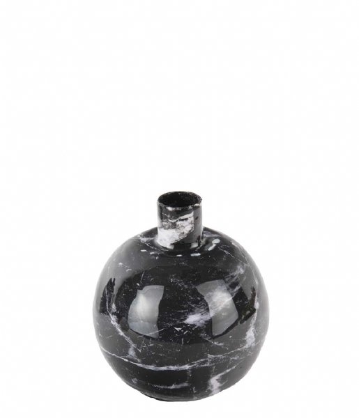 Present Time  Candle holder Marble Look iron small Black (PT3815BK)