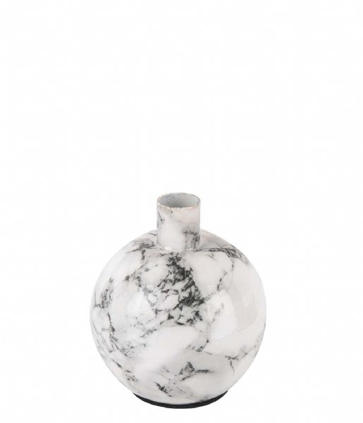 Present Time  Candle holder Marble Look iron small White (PT3815WH)