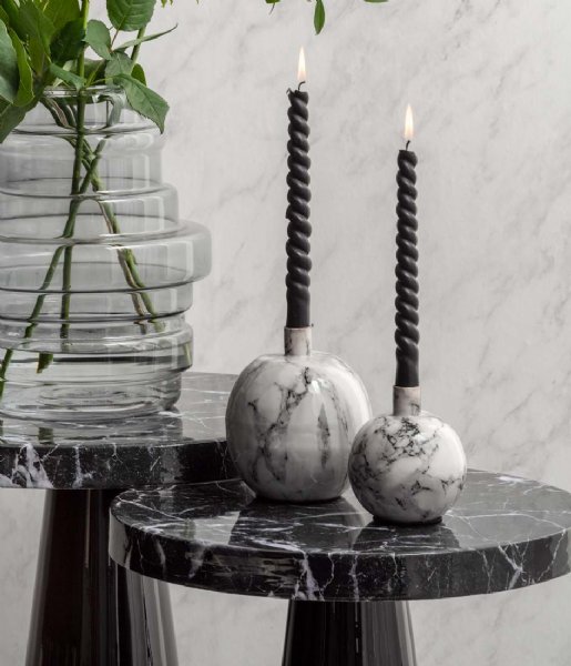 Present Time  Candle holder Marble Look iron small White (PT3815WH)