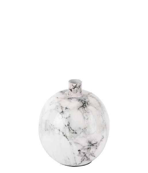 Present Time  Candle holder Marble look iron large White (PT3816WH)