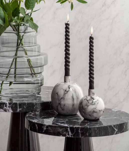 Present Time  Candle holder Marble look iron large White (PT3816WH)