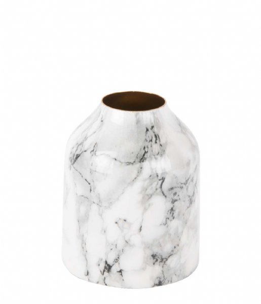 Present Time  Vase Marble Look straight iron extra small White (PT3817WH)