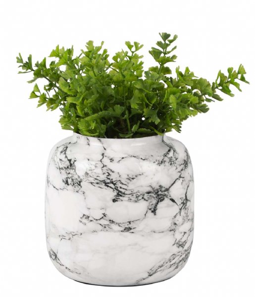 Present Time  Vase Marble Look sphere iron large White (PT3822WH)