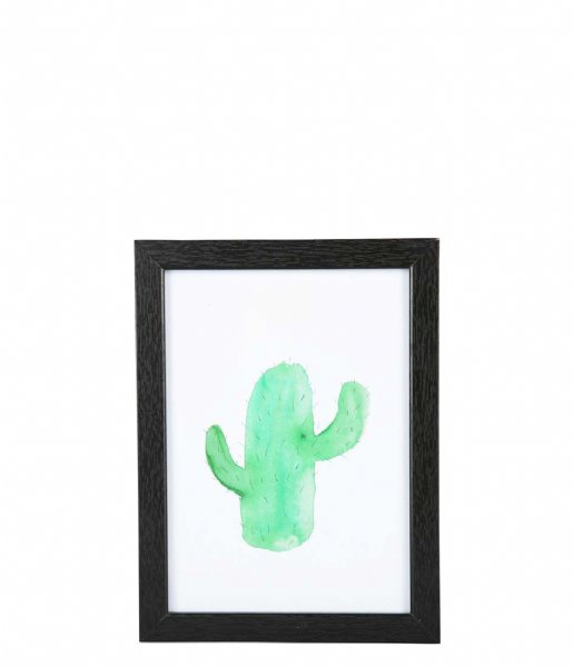 Present Time  Wall art Cactus medium wood frame Black (PT3888BK)