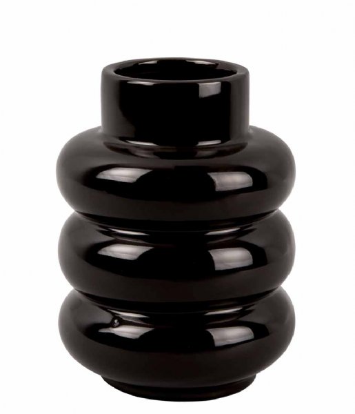 Present Time  Vase Bobbly Glazed Ceramic Medium Black (PT3945BK)