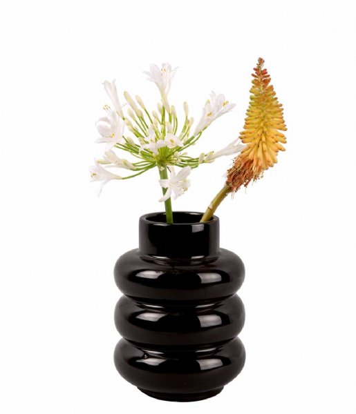 Present Time  Vase Bobbly Glazed Ceramic Medium Black (PT3945BK)