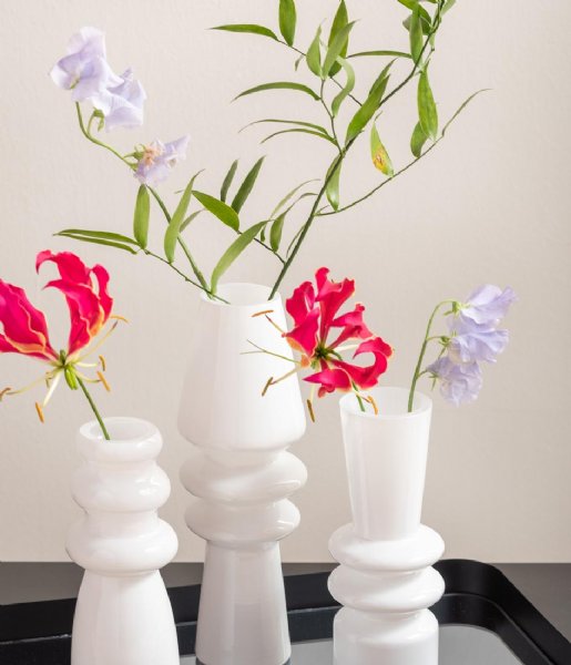 Present Time  Vase Sparkle Cone Glass White (PT3932WH)