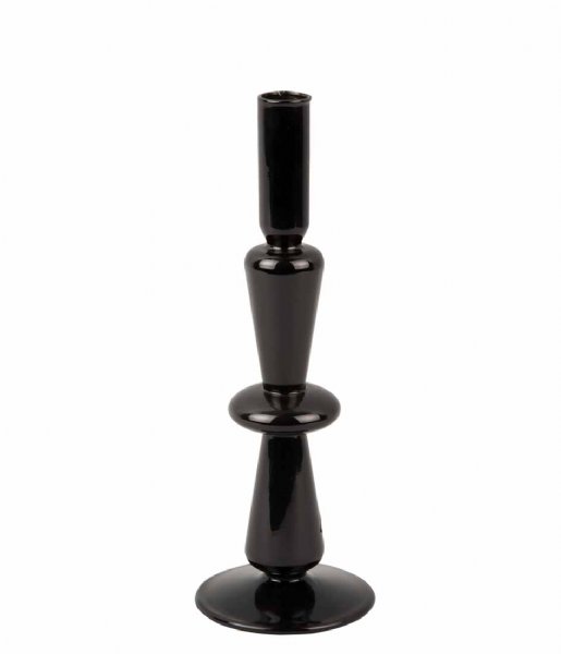 Present Time Świecznik Candle Holder Sparkle Tall Glass Black (PT3934BK)