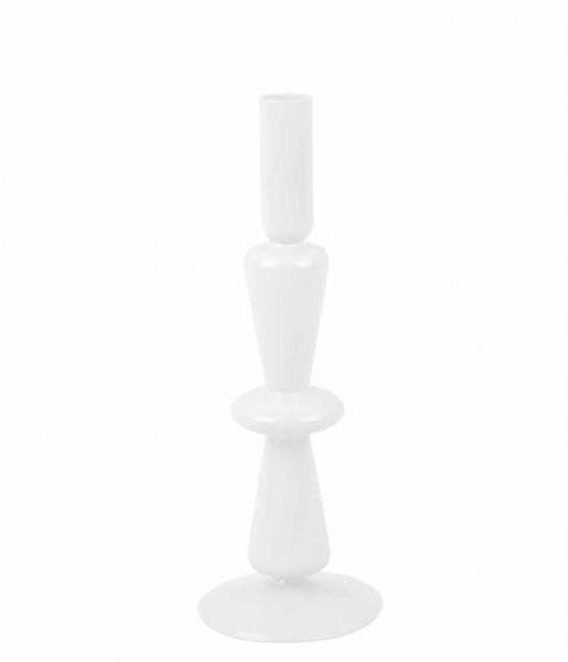 Present Time Świecznik Candle Holder Sparkle Tall Glass White (PT3934WH)