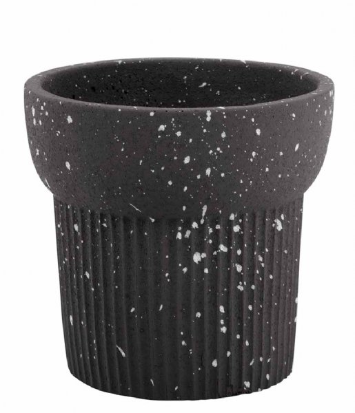 Present Time  Plant Pot Speckled Cup Ceremic Black (PT3939BK)
