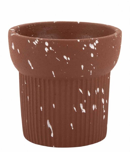 Present Time  Plant Pot Speckled Cup Ceremic Clay Brown (PT3939DB)