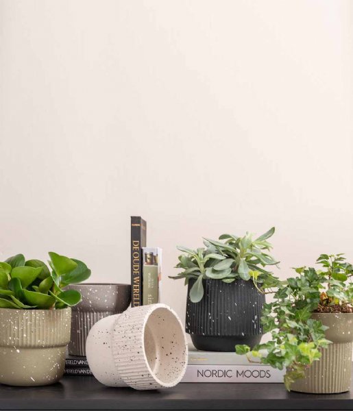 Present Time  Plant Pot Speckled Cup Ceremic Mouse Grey (PT3939GY)