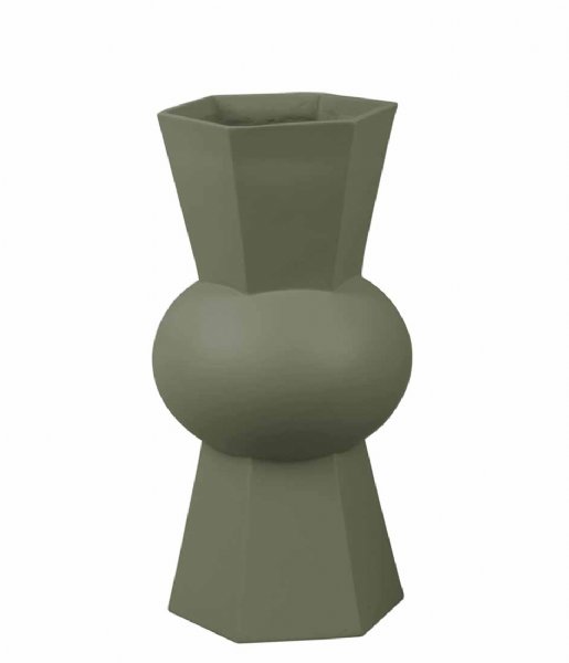 Present Time  Vase Geo Count Polyresin Jungle Green (PT3947GR)