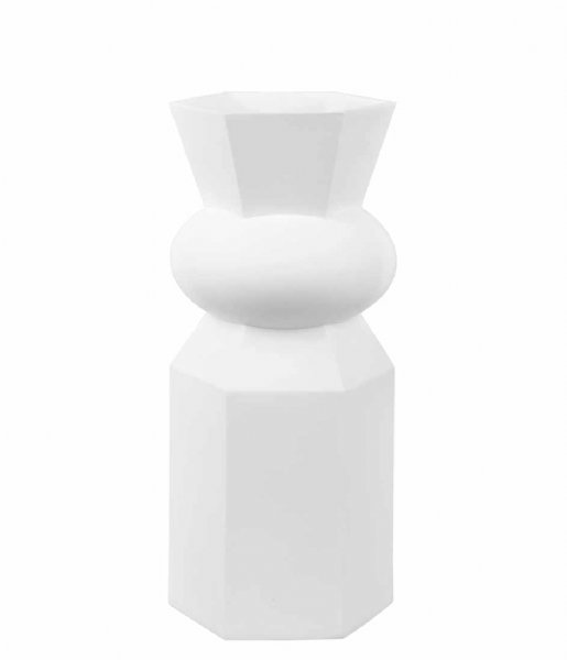 Present Time  Vase Geo King Polyresin White (PT3948WH)