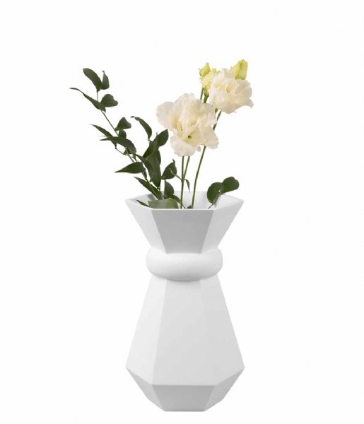 Present Time  Vase Geo Queen Polyresin White (PT3949WH)