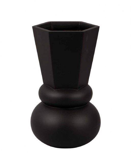 Present Time  Vase Geo Crown Polyresin Black (PT3950BK)
