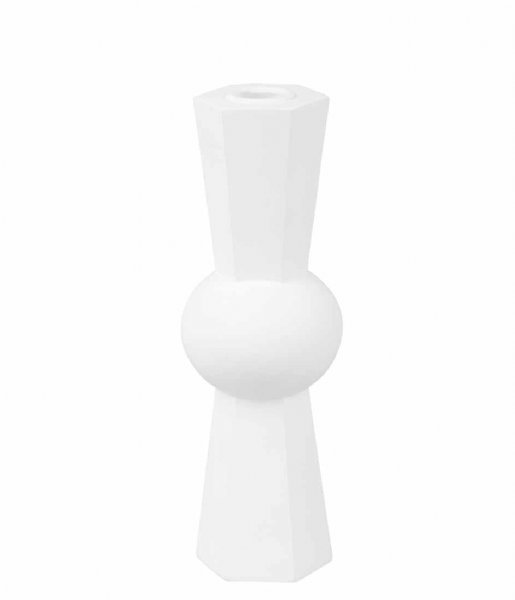 Present Time Świecznik Candle Holder Geo Count Polyresin White (PT3951WH)