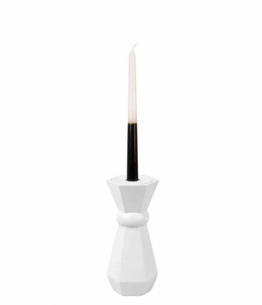 Present Time Świecznik Candle Holder Geo Queen Polyresin White (PT3953WH)