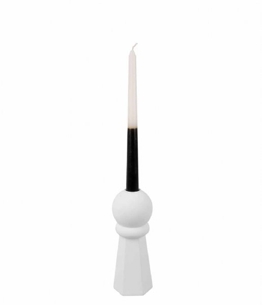 Present Time Świecznik Candle Holder Geo Crown Polyresin White (PT3954WH)