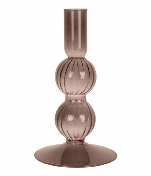 Present Time Świecznik Candle holder Swirl Bubbles glass Cholocate Brown (PT3727BR)
