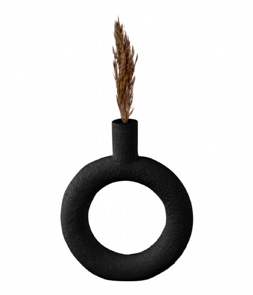 Present Time  Vase Ring round polyresin Black (PT3744BK)