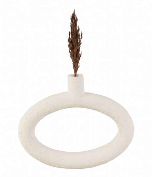 Present Time  Vase Ring oval wide polyresin Ivory (PT3746WH)