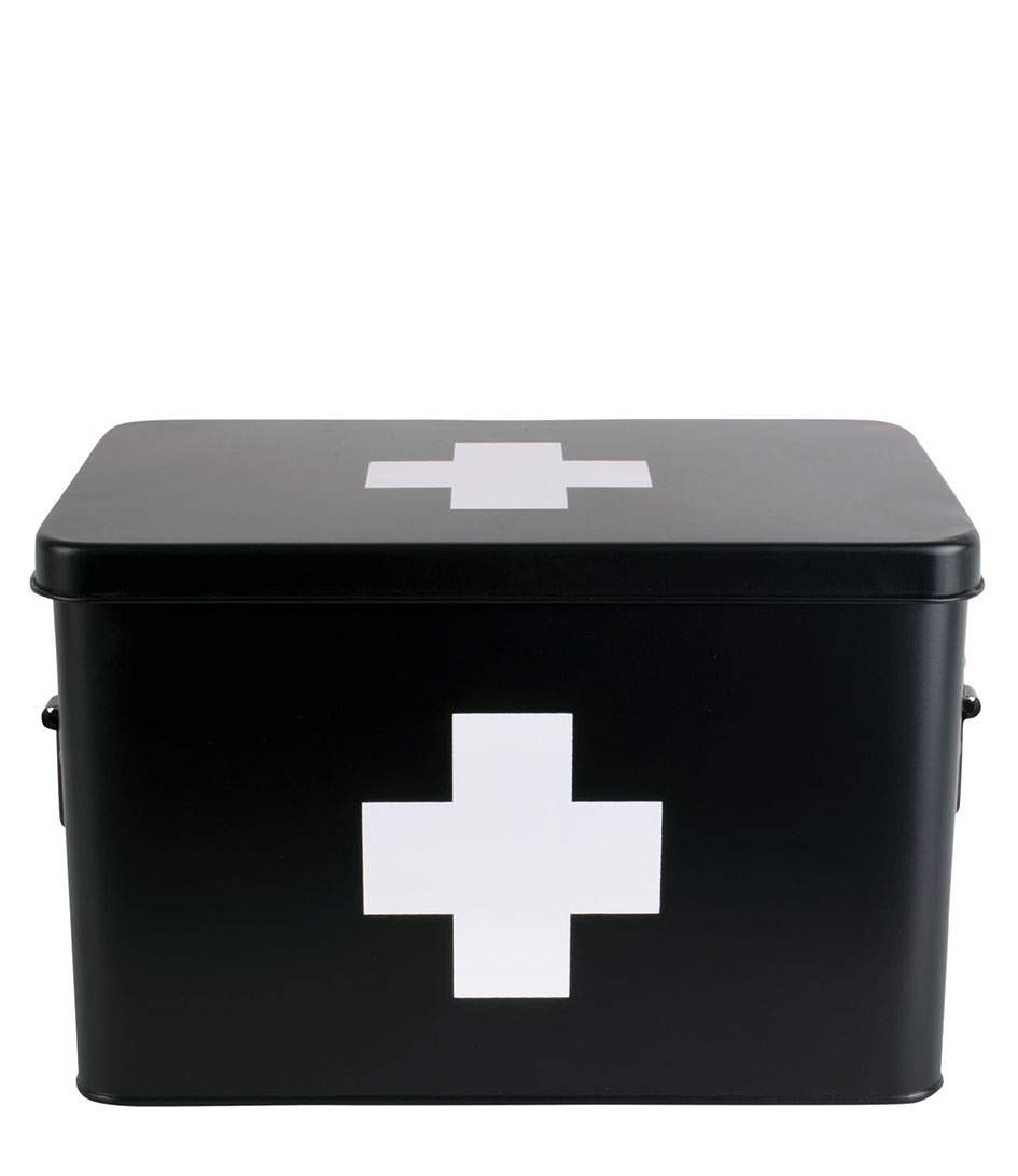 Present Time Decoratief object Medicine storage box large metal matt Black | The Little Green Bag