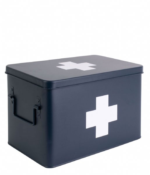 Present Time  Medicine storage box large metal matt Dark Blue (PT3769DB)