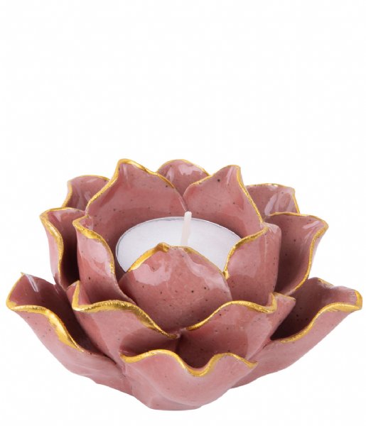 Present Time Świecznik Candle holder Flower porcelain Soft Pink (PT3507PI)