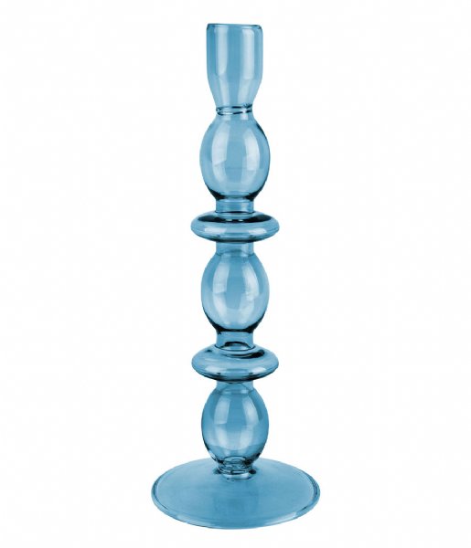 Present Time Świecznik Candle holder Glass Art bubbles large Dark Blue (PT3638DB)