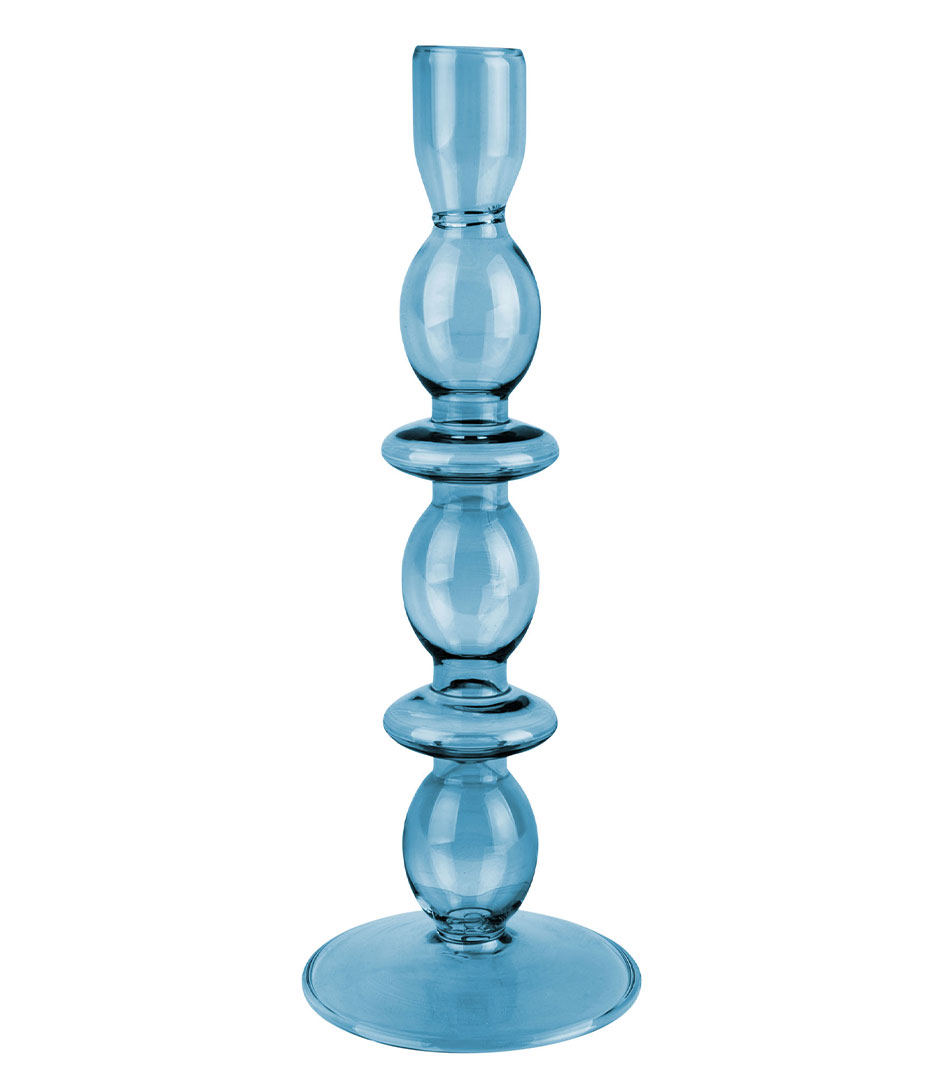 Present Time Kandelaar Candle holder Glass Art bubbles large Dark Blue
