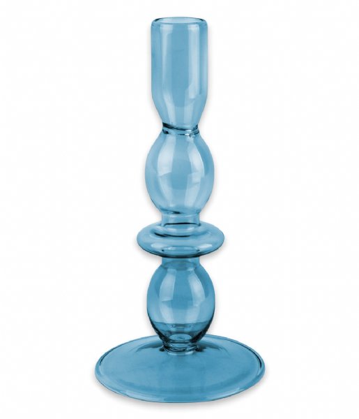 Present Time Świecznik Candle holder Glass Art bubbles Medium Dark Blue (PT3637DB)