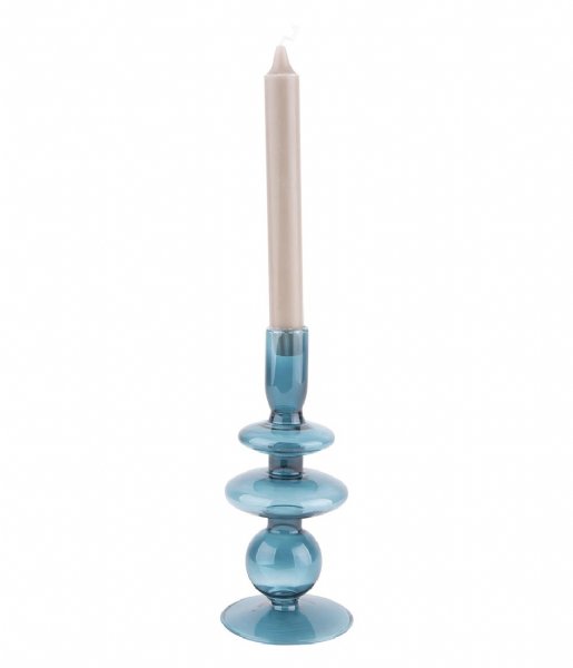 Present Time Świecznik Candle holder Glass Art rings medium Dark Blue (PT3635DB)