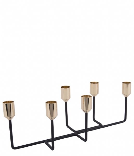 Present Time Świecznik Candle holder Lineate black w. gold plated Black W. Gold Plated (PT3487)