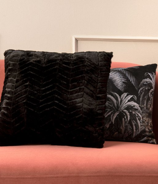 Present Time Poduszkę dekoracyjne Cushion Herringbone Faux Fur Black (PT3673)