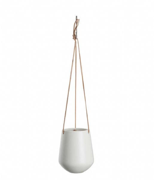 Present Time Bloempot Hanging pot Skittle ceramic Leather cord matt white (PT2846WH) Present Time Bloempot Hanging pot Skittle ceramic Leather cord matt white (PT2846WH)