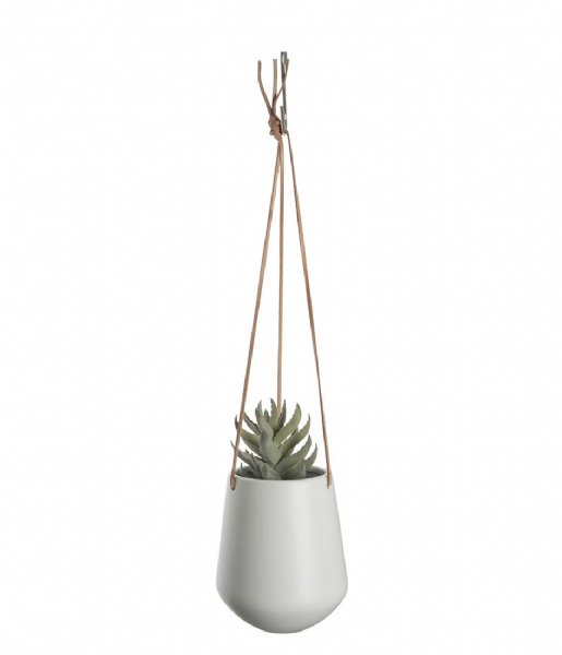 Present Time Bloempot Hanging pot Skittle ceramic Leather cord matt white (PT2846WH) Present Time Bloempot Hanging pot Skittle ceramic Leather cord matt white (PT2846WH)
