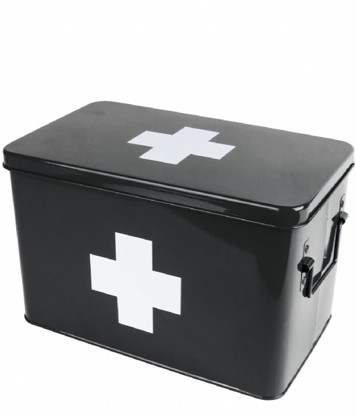 Present Time Decoratief object Medicine Storage Box Metal W. White Cross L Black (PT2950L) Present Time Decoratief object Medicine Storage Box Metal W. White Cross L Black (PT2950L)