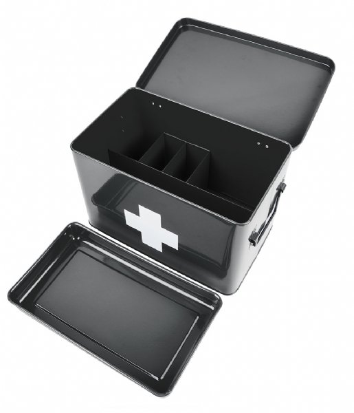 Present Time Decoratief object Medicine Storage Box Metal W. White Cross L Black (PT2950L) Present Time Decoratief object Medicine Storage Box Metal W. White Cross L Black (PT2950L)