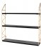 Present Time  Wall Rack Zig Zag Painted  W. Black Shelves Gold (PT2986GD)
