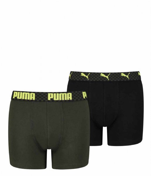 Puma Boxershort Boys Logo Grid Boxer 2-Pack Green Yellow (002)